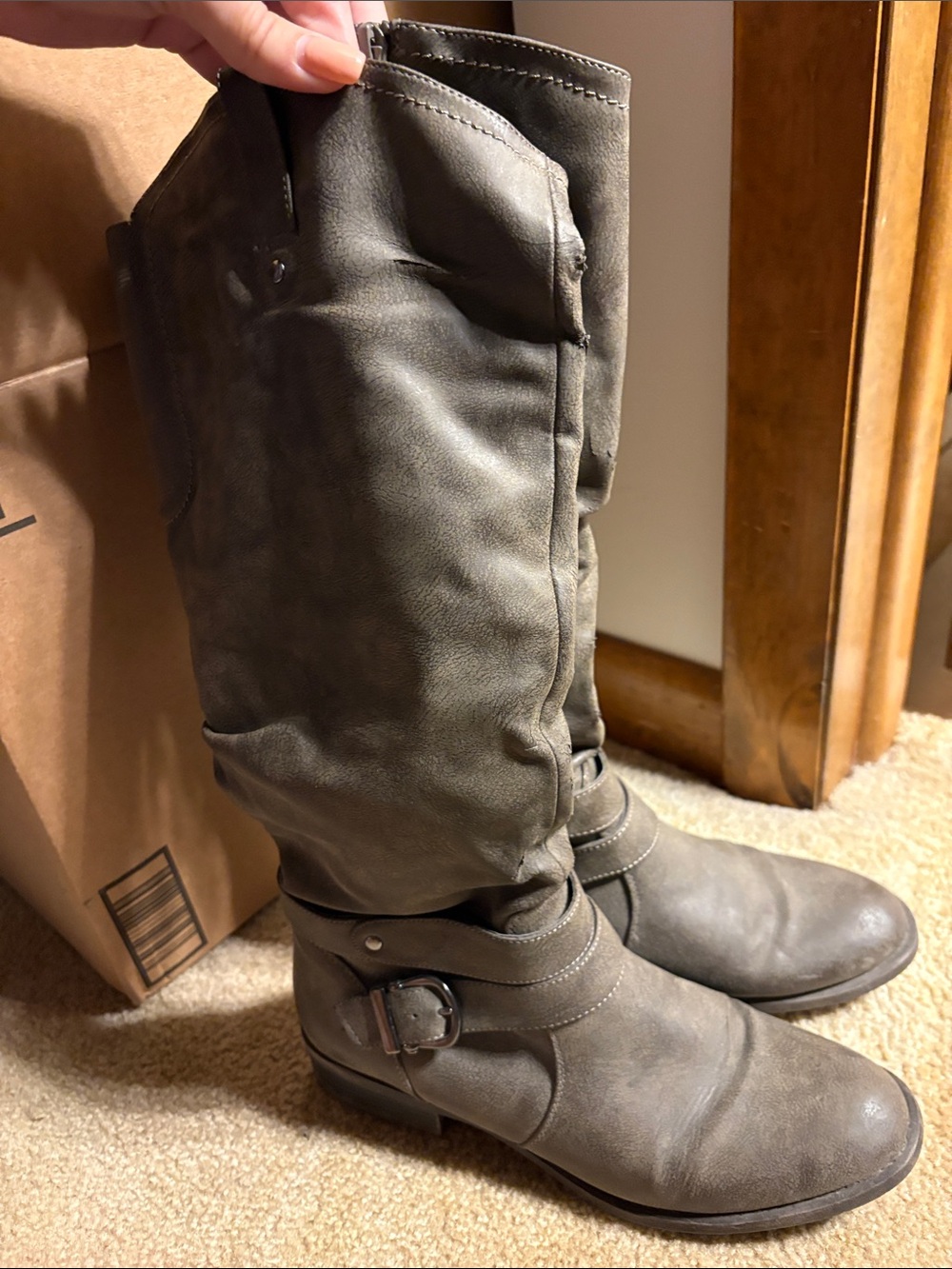 Women's Tall Buckle Boots - Gray